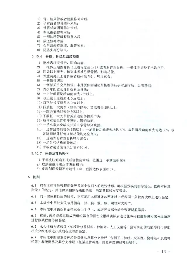 人體損傷致殘程度分級14