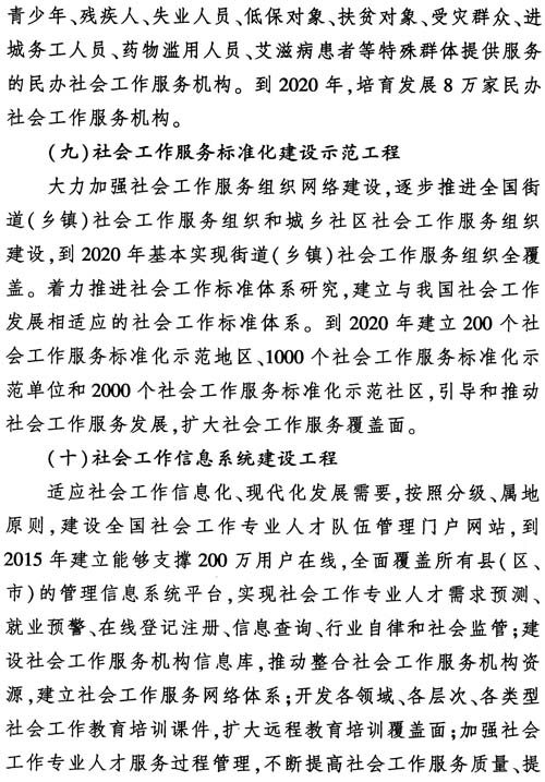 中組發(fā)〔2012〕7號《社會工作專業(yè)人才隊伍建設中長期規(guī)劃（2011-2020年）》26