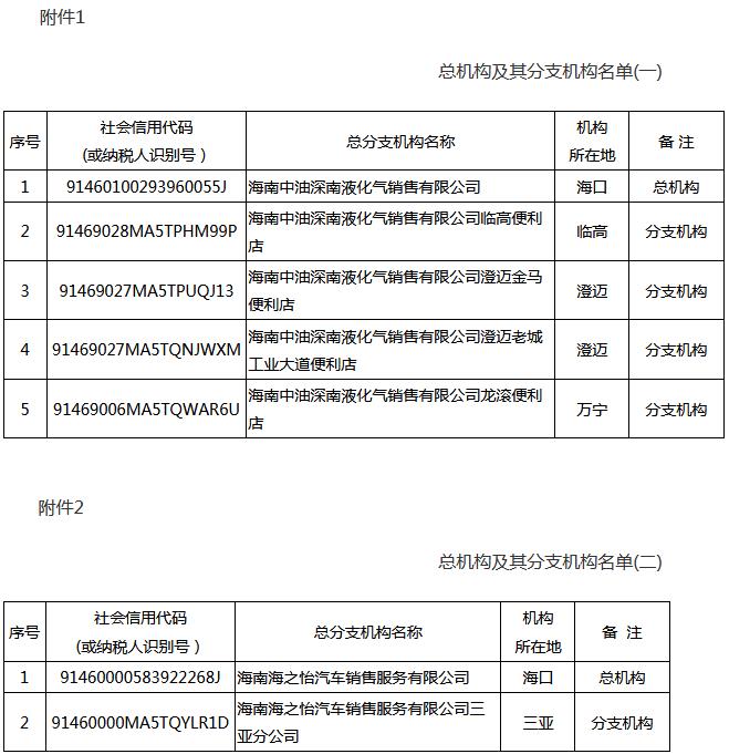 瓊稅發(fā)〔2021〕7號《國家稅務總局海南省稅務局海南省財政廳關于海南中油深南液化氣銷售有限公司等企業(yè)總分支機構匯總繳納增值稅有關事項的通知》